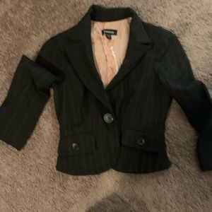 Black Bebe blazer with flower detail